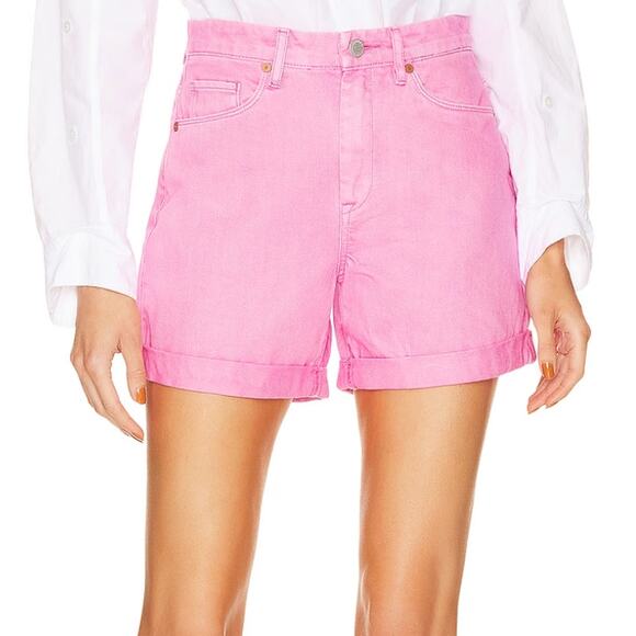 BlankNYC Pink Over Dye Denim Short Size 24 Mom Cuffed Wide Leg Baggy $78  NEW - Picture 1 of 8